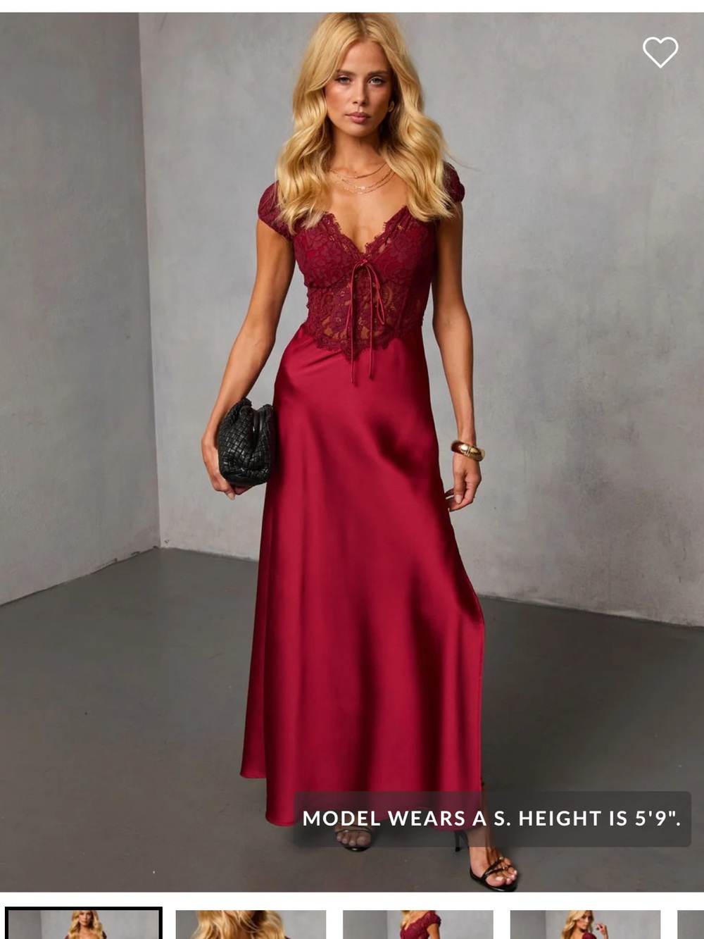 Vici Wine Lace Bodice Satin Maxi Dress